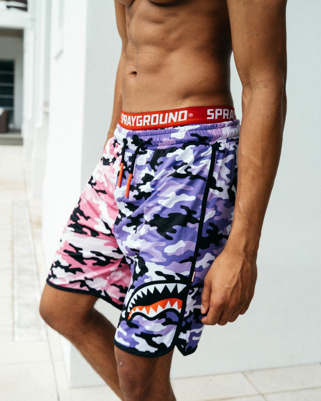 SPLIT CAMO CORTO SWIM TRUNKS | Sprayground On Sale