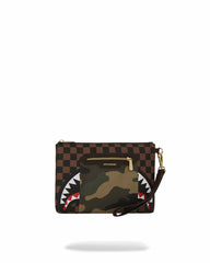 EXTERIOR GOLD ZIP POCKET SHARKS IN PARIS CROSSOVER CLUTCH | Sprayground Exclusive Deal