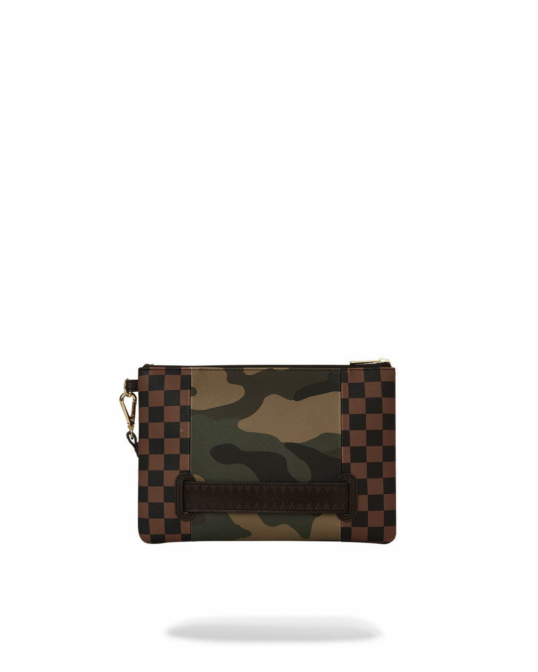 EXTERIOR GOLD ZIP POCKET SHARKS IN PARIS CROSSOVER CLUTCH | Sprayground Exclusive Deal