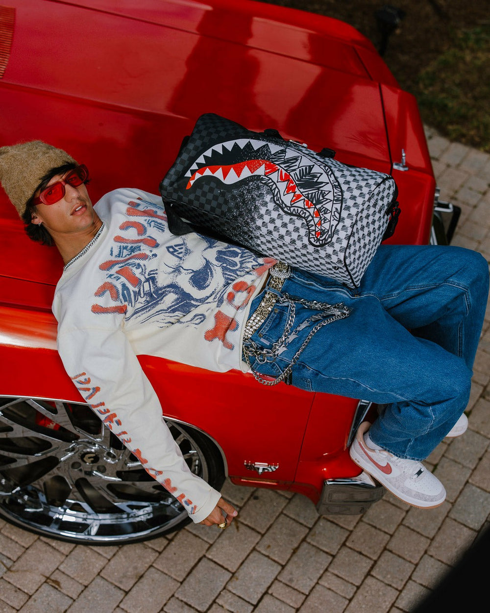 SCRIBBLE DRIBBLE CHECK DUFFLE | Sprayground Exclusive Deal