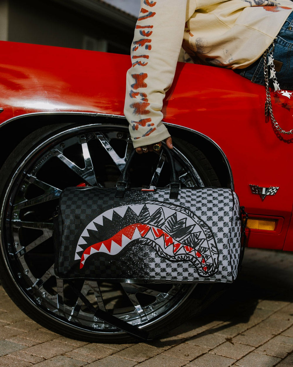 SCRIBBLE DRIBBLE CHECK DUFFLE | Sprayground Exclusive Deal