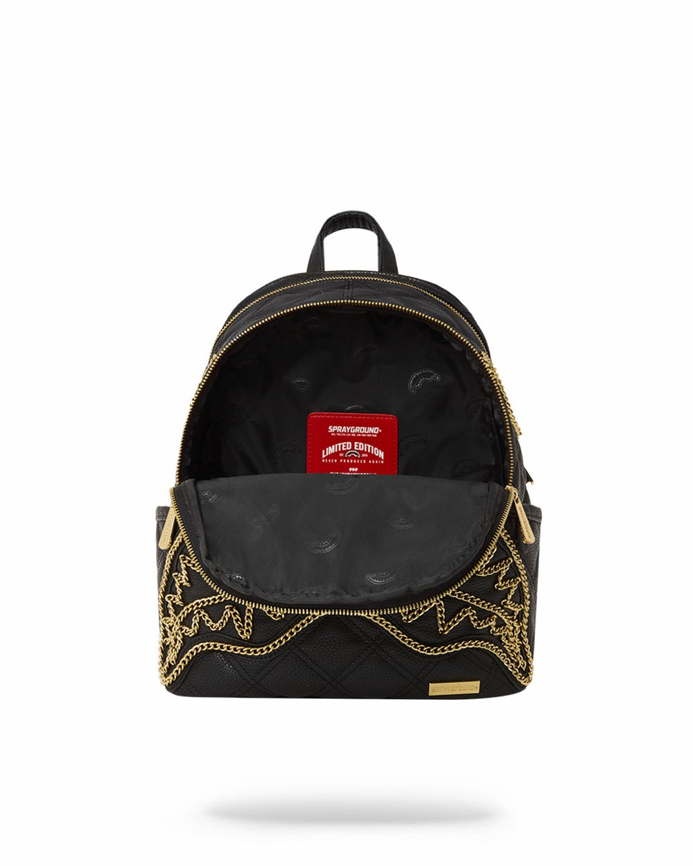 NOIR QUILT GOLD CHAIN SHARK SAVAGE BACKPACK | Sprayground Exclusive Deal