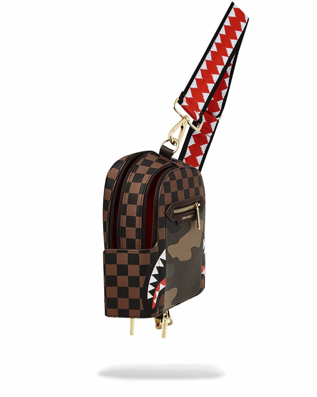 EXTERIOR GOLD ZIP POCKET SHARKS IN PARIS BACKPACK SLING | Sprayground On Sale