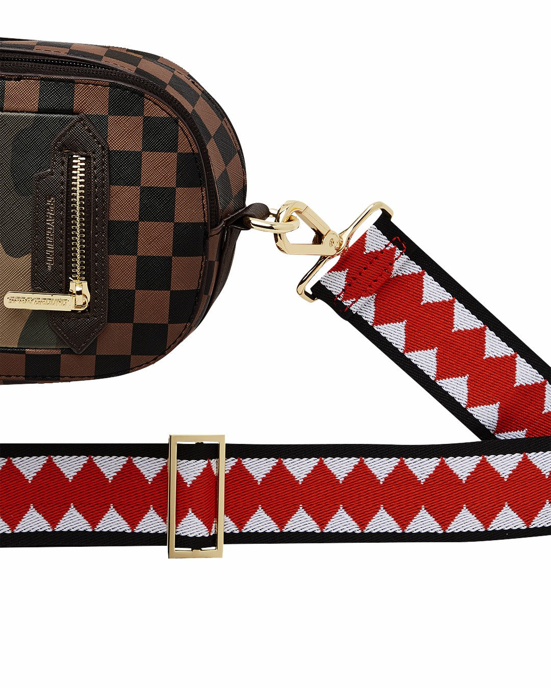 EXTERIOR GOLD ZIP POCKET SHARKS IN PARIS BACKPACK SLING | Sprayground On Sale