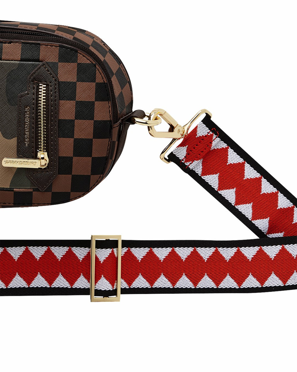 EXTERIOR GOLD ZIP POCKET SHARKS IN PARIS BACKPACK SLING | Sprayground On Sale