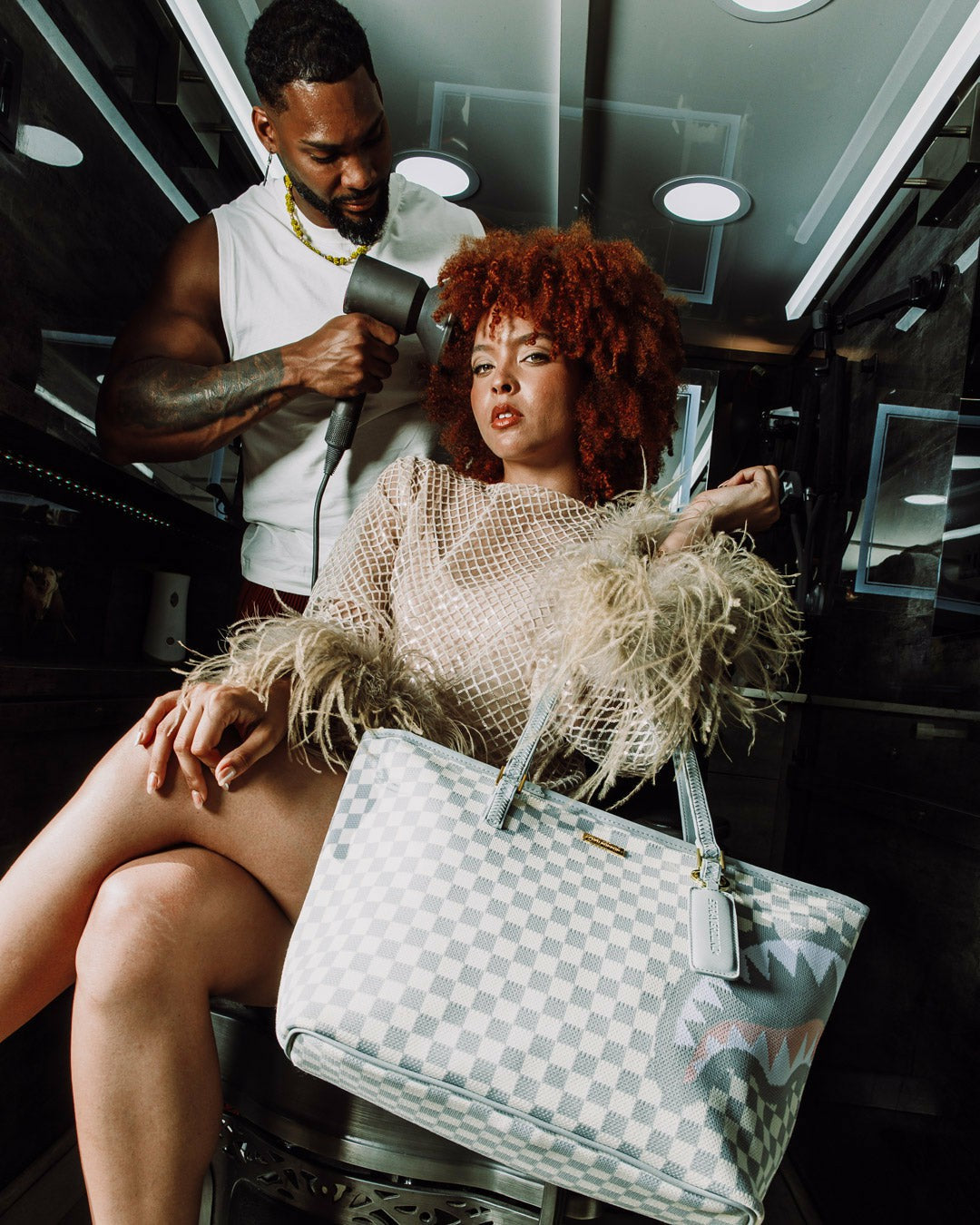 KNIT SHARKS IN PARIS IN CREAM TOTE | Sprayground On Sale