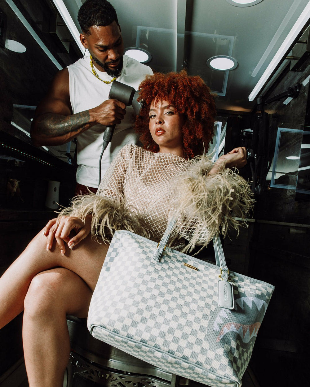 KNIT SHARKS IN PARIS IN CREAM TOTE | Sprayground On Sale