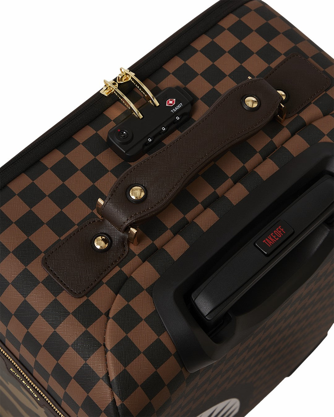 EXTERIOR GOLD ZIP POCKET SHARKS IN PARIS JETSETTER CARRY-ON LUGGAGE | Sprayground Sale