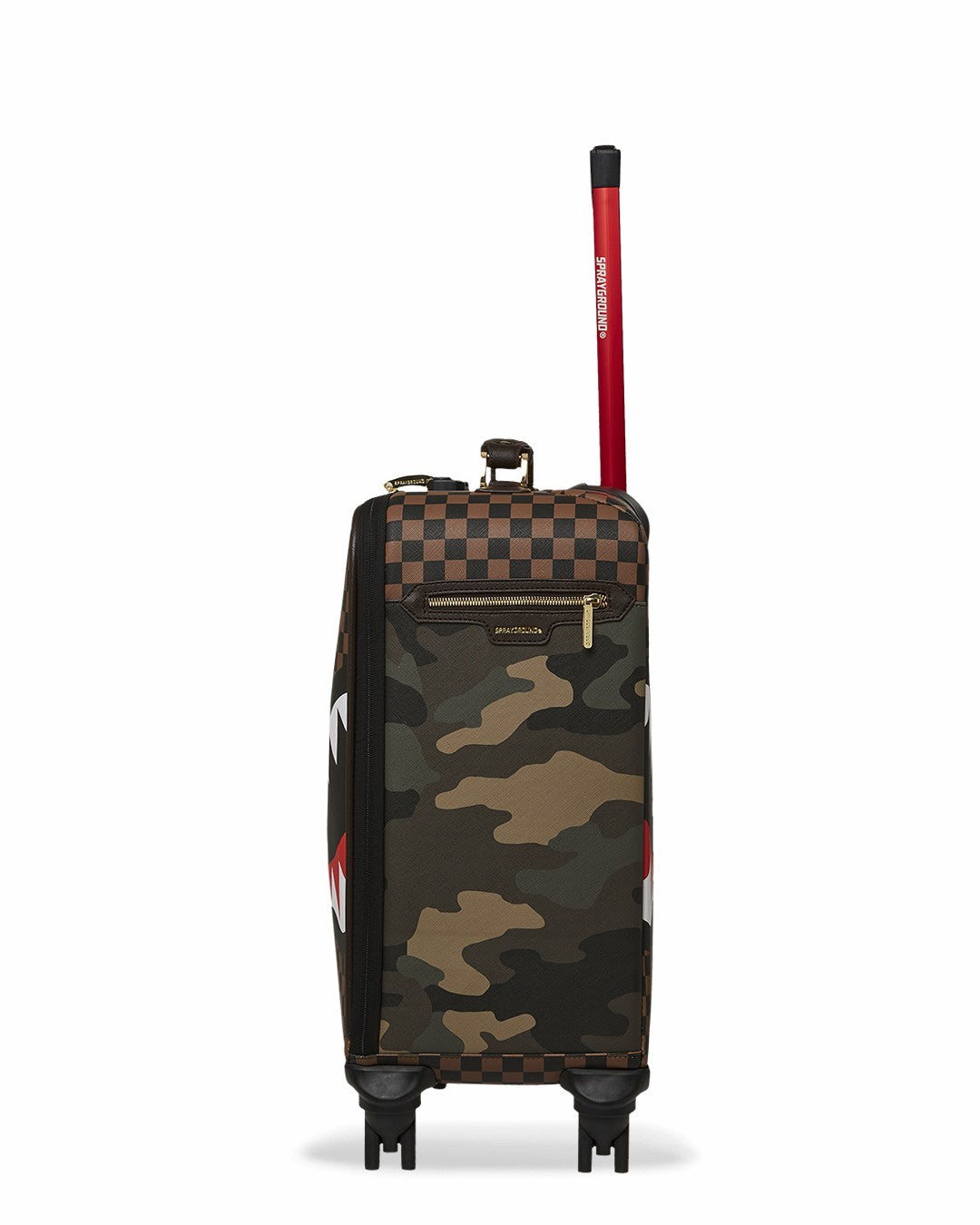 EXTERIOR GOLD ZIP POCKET SHARKS IN PARIS JETSETTER CARRY-ON LUGGAGE | Sprayground Sale