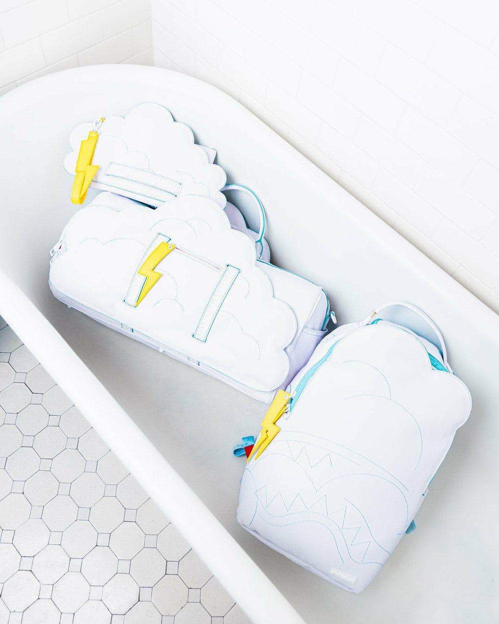 CLOUDY WITH A CHANCE OF SHARK CROSSOVER CLUTCH | Sprayground Discounted