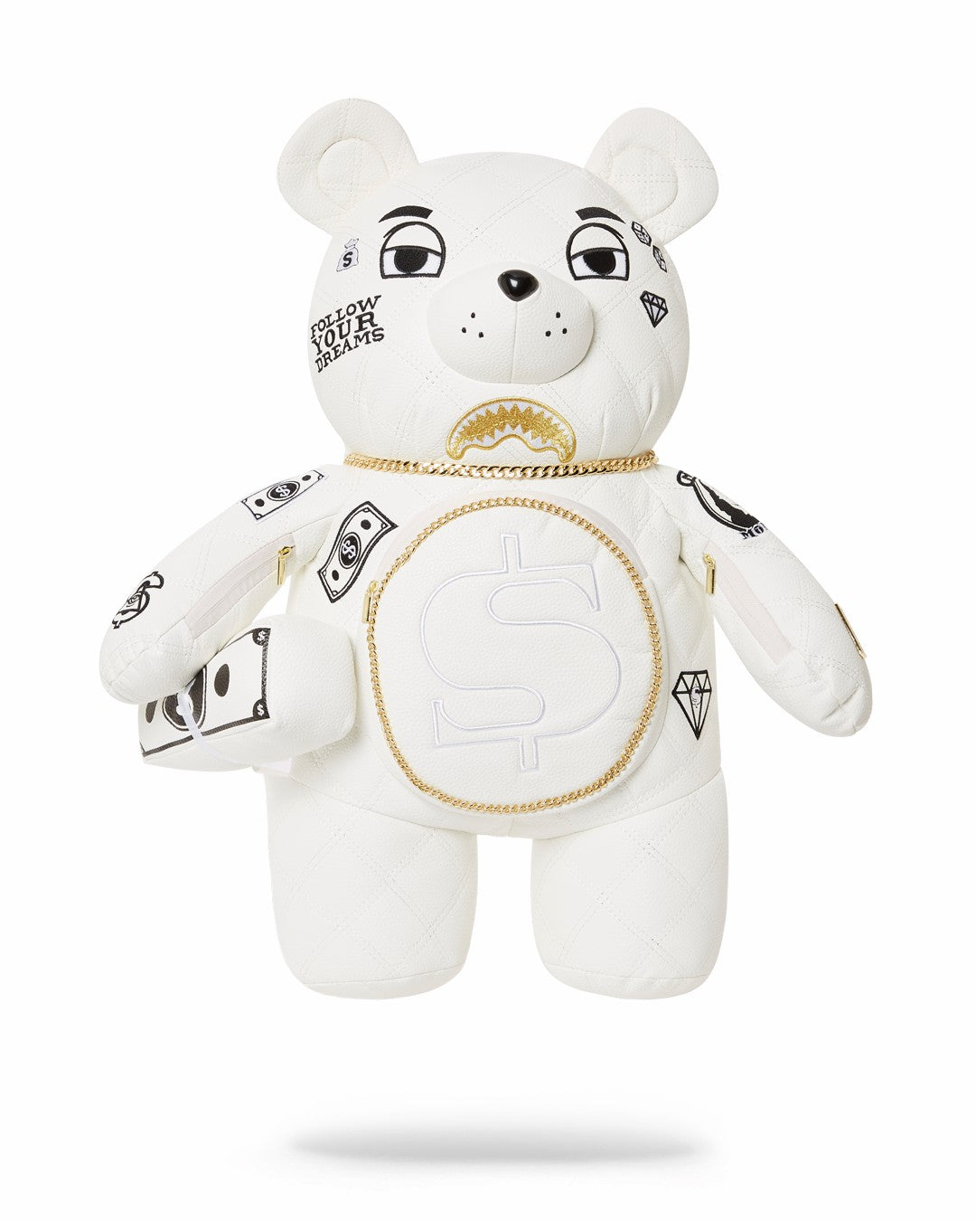 RIVIERA LE BLANC GOLD CHAIN MONEYBEAR TEDDYBEAR BACKPACK | Sprayground Limited Offer