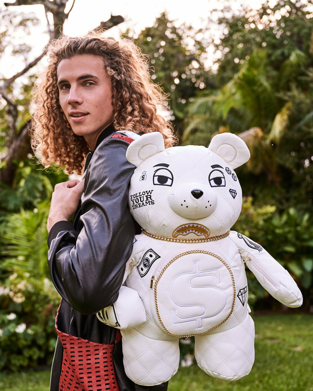 RIVIERA LE BLANC GOLD CHAIN MONEYBEAR TEDDYBEAR BACKPACK | Sprayground Limited Offer
