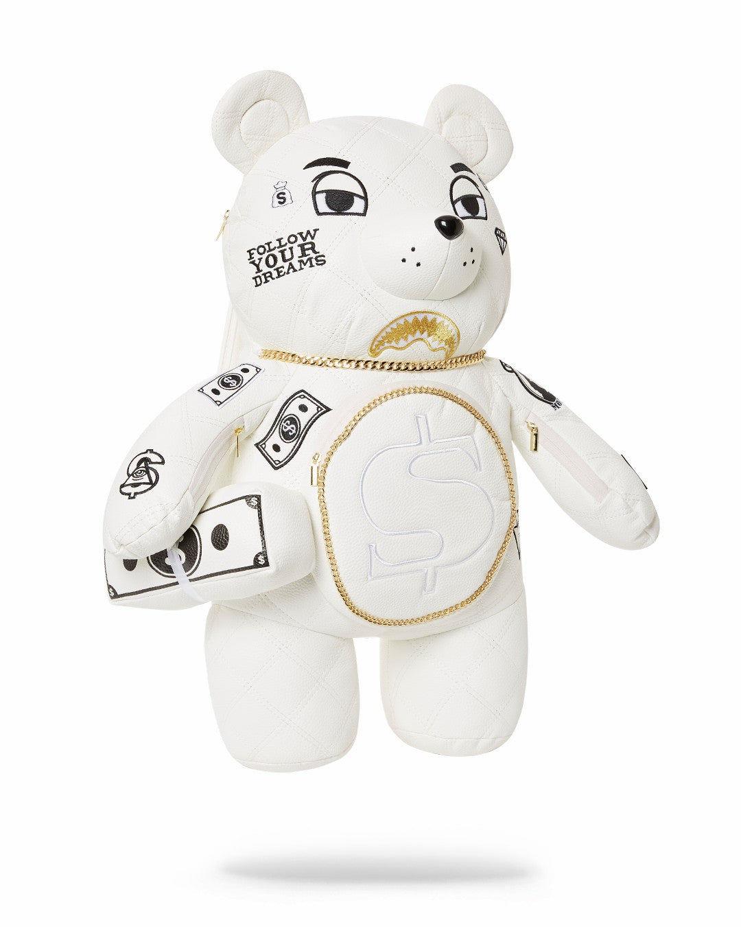 RIVIERA LE BLANC GOLD CHAIN MONEYBEAR TEDDYBEAR BACKPACK | Sprayground Limited Offer