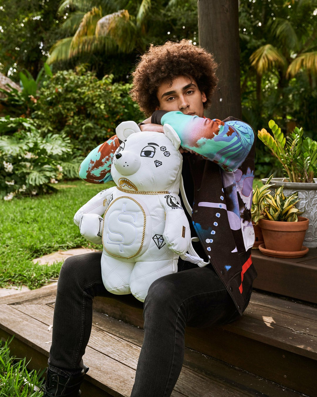 RIVIERA LE BLANC GOLD CHAIN MONEYBEAR TEDDYBEAR BACKPACK | Sprayground Limited Offer