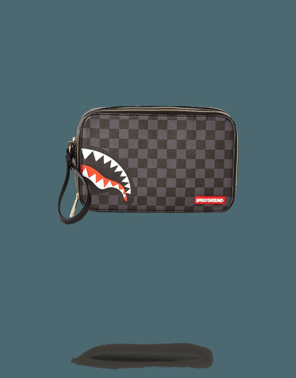 SHARKS IN PARIS (BLACK CHECKERED EDITION) TOILETRY AKA MONEY BAGS | Sprayground Value Deal