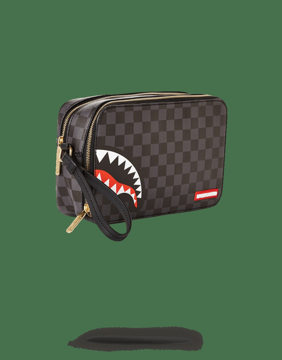 SHARKS IN PARIS (BLACK CHECKERED EDITION) TOILETRY AKA MONEY BAGS | Sprayground Value Deal