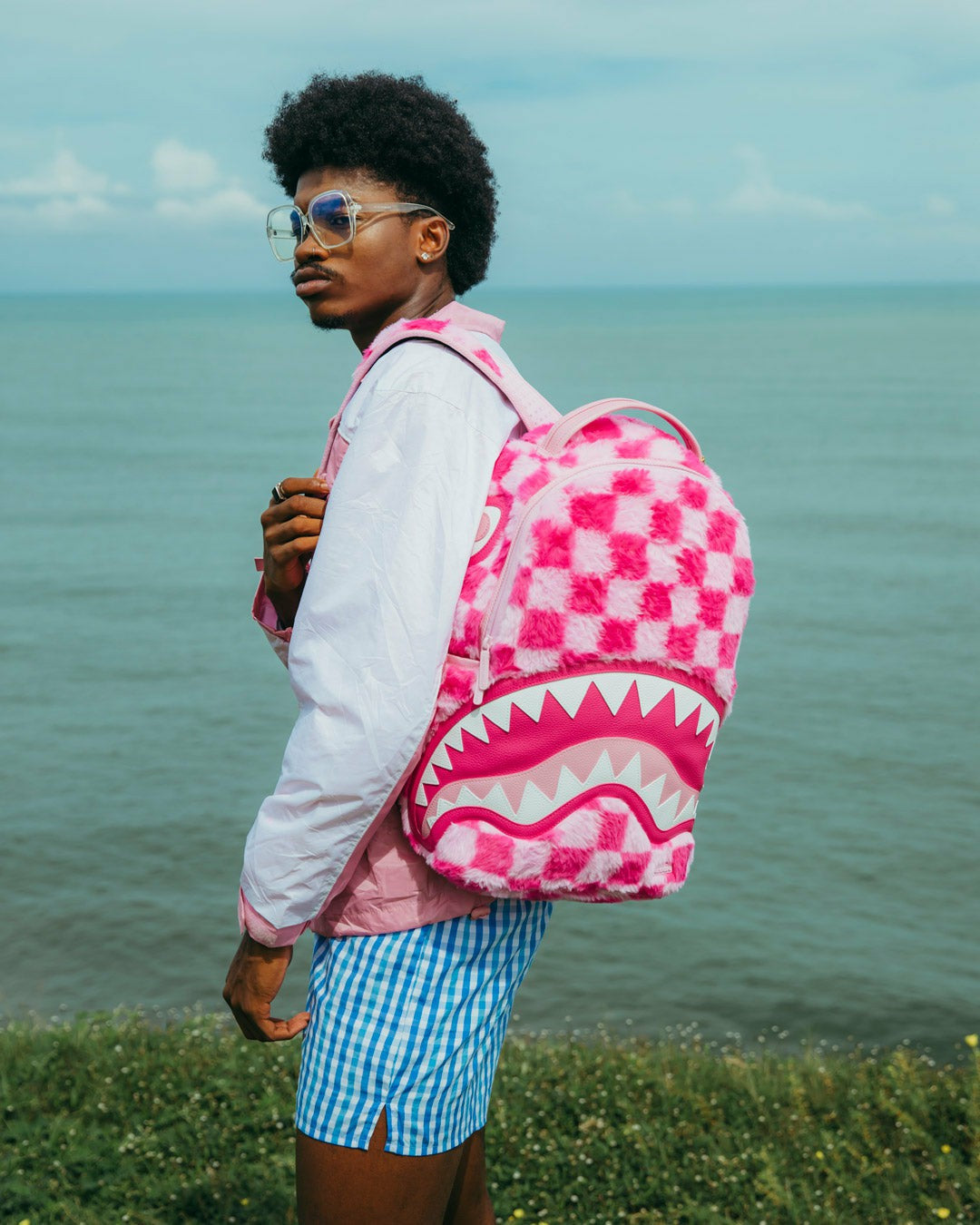 FURZILLA SHARK (PINK CHECK) BACKPACK | Sprayground Special Offer