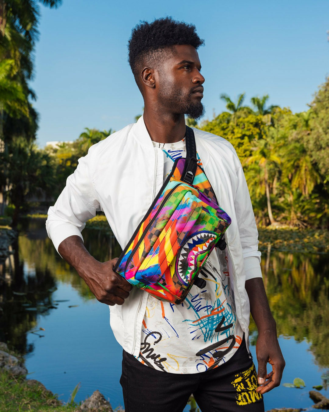 SHARKS IN PARIS CITY STREAKS CARGO CROSSBODY | Sprayground Outlets
