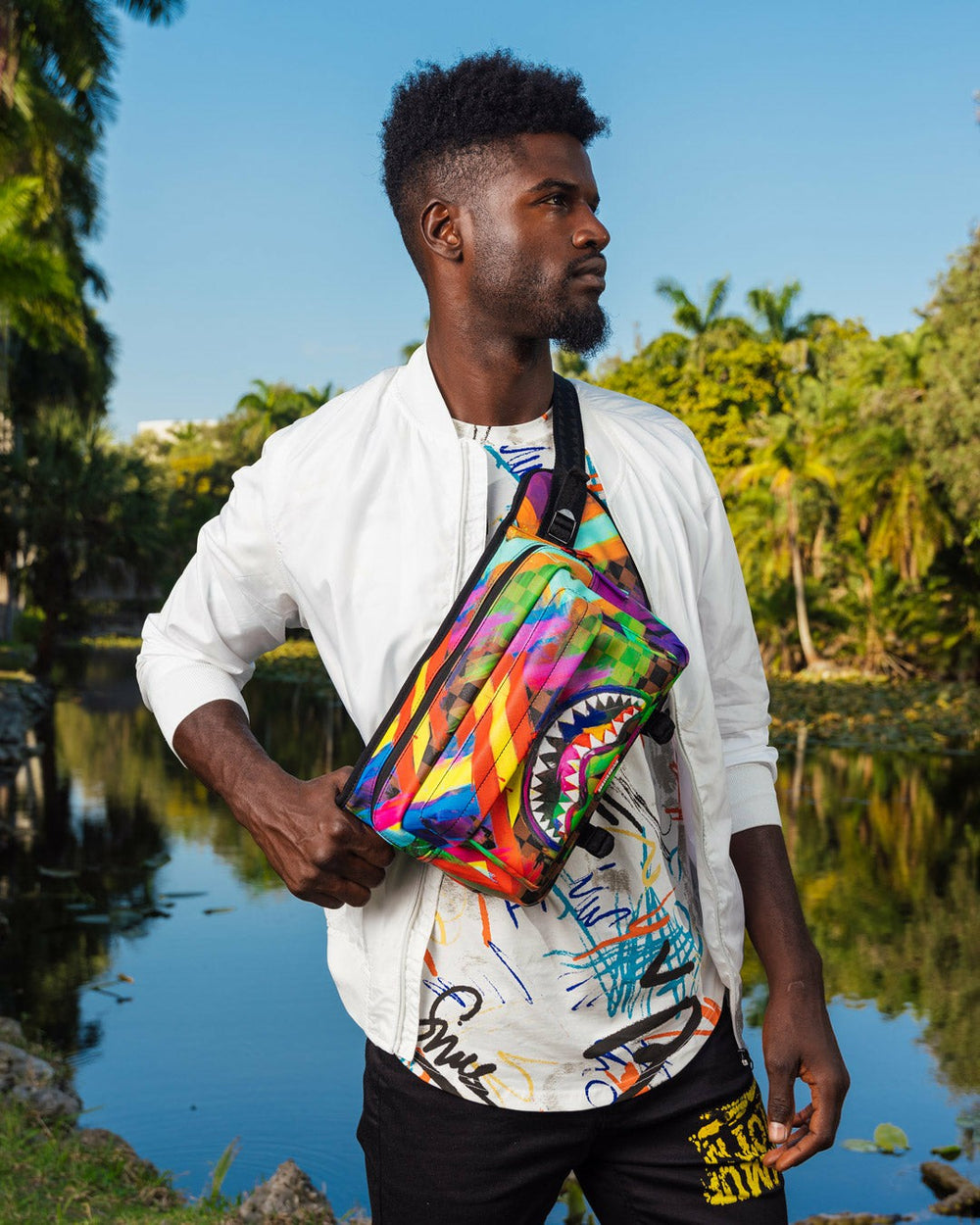 SHARKS IN PARIS CITY STREAKS CARGO CROSSBODY | Sprayground Outlets