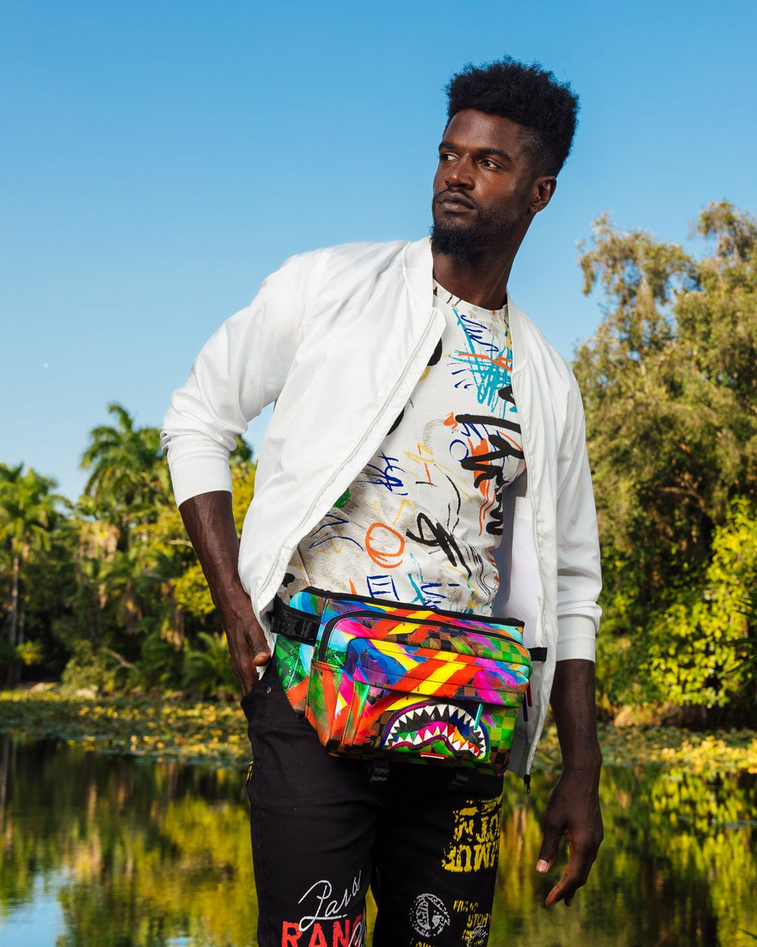 SHARKS IN PARIS CITY STREAKS CARGO CROSSBODY | Sprayground Outlets