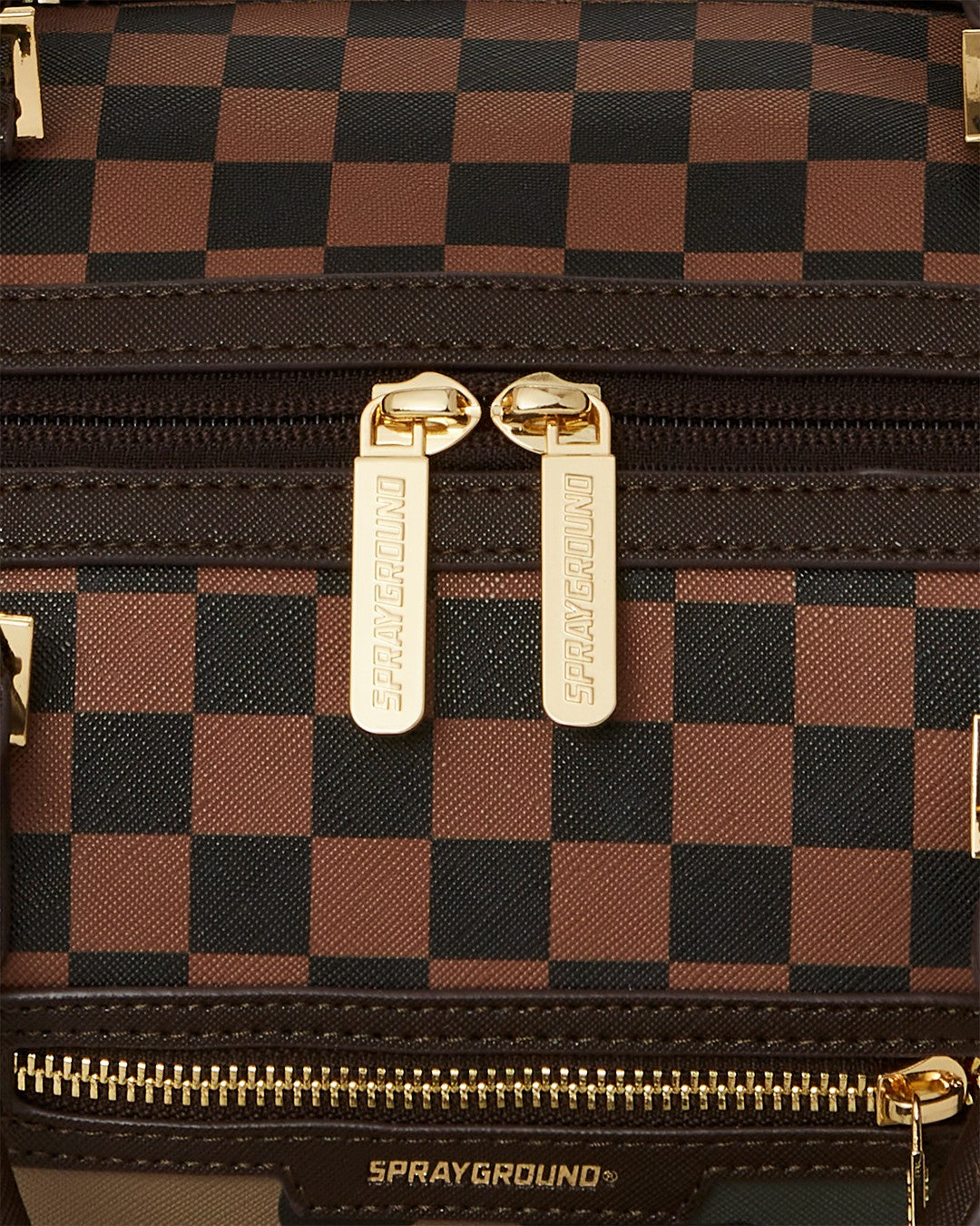 EXTERIOR GOLD ZIP POCKET SHARKS IN PARIS MINI DUFFLE | Sprayground Savings