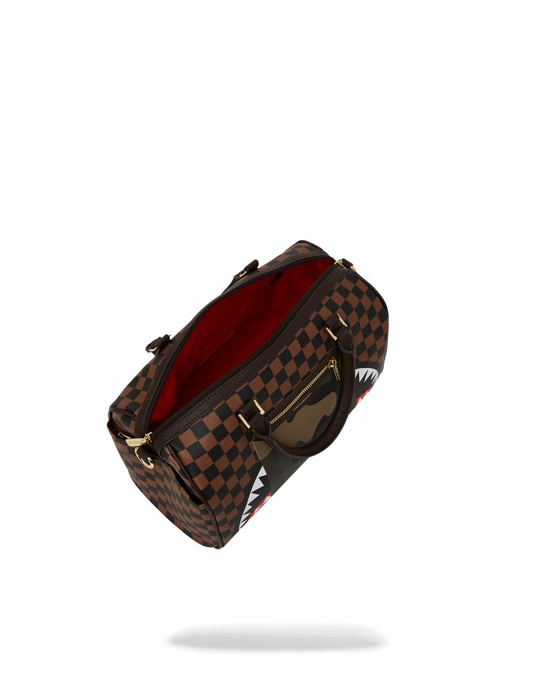 EXTERIOR GOLD ZIP POCKET SHARKS IN PARIS MINI DUFFLE | Sprayground Savings