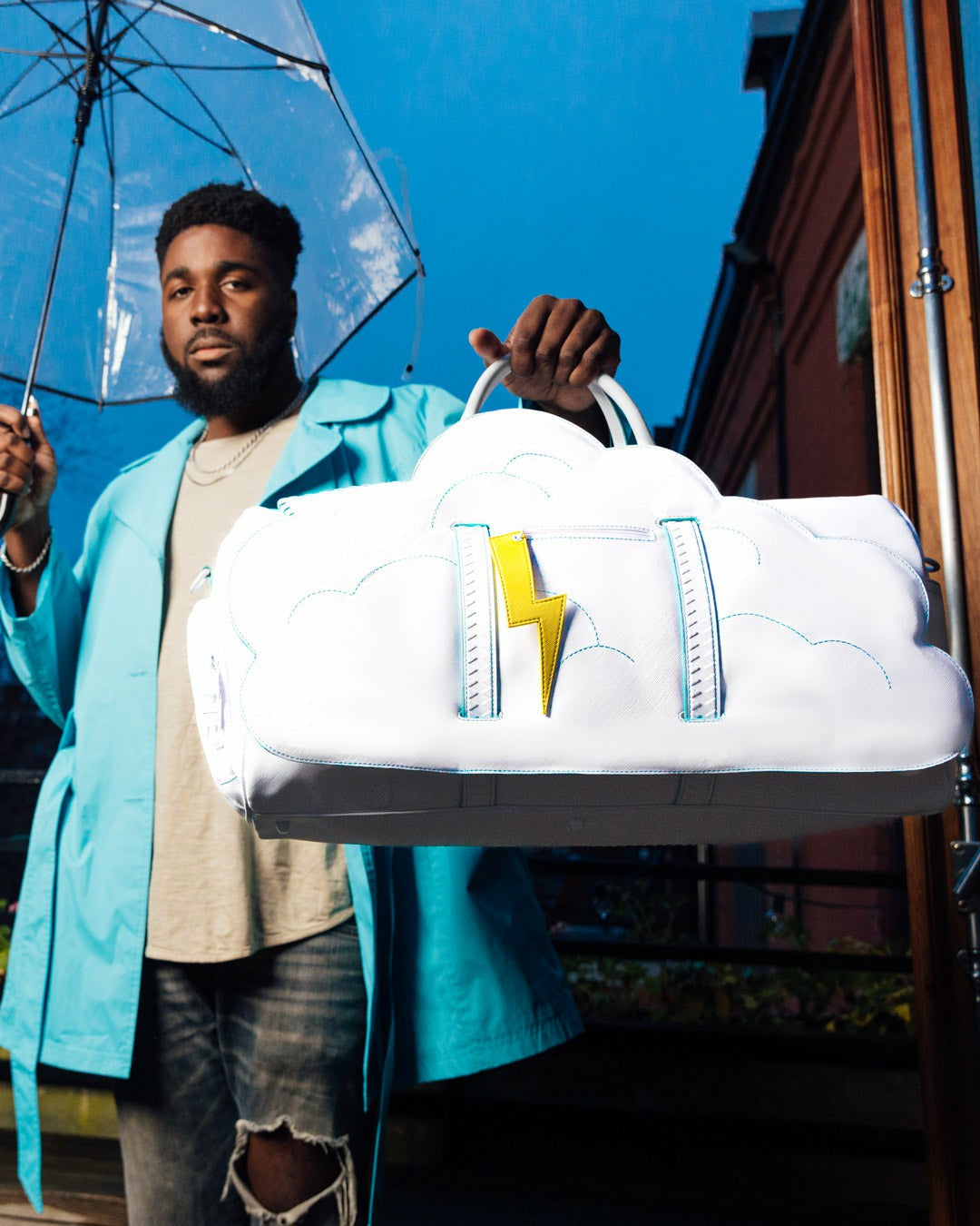 CLOUDY WITH A CHANCE OF SHARK DUFFLE | Sprayground Bargain