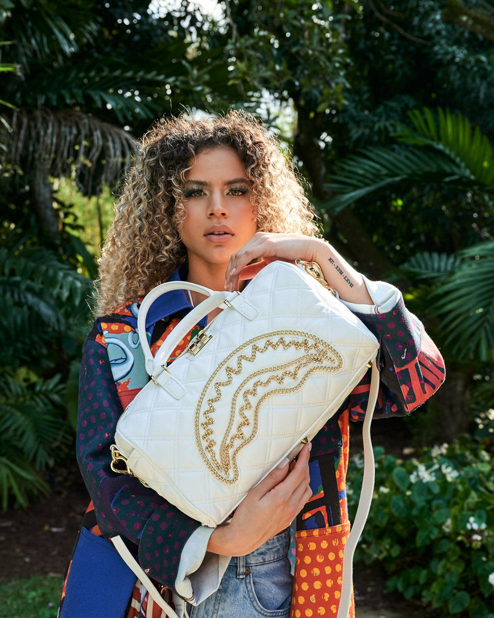 RIVIERA LE BLANC GOLD CHAIN SHARK MINI DUFFLE | Sprayground Exclusive Deal