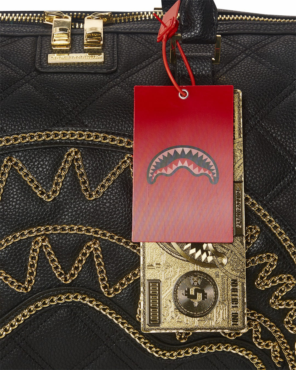 NOIR QUILT GOLD CHAIN SHARK DUFFLE | Sprayground Discounted