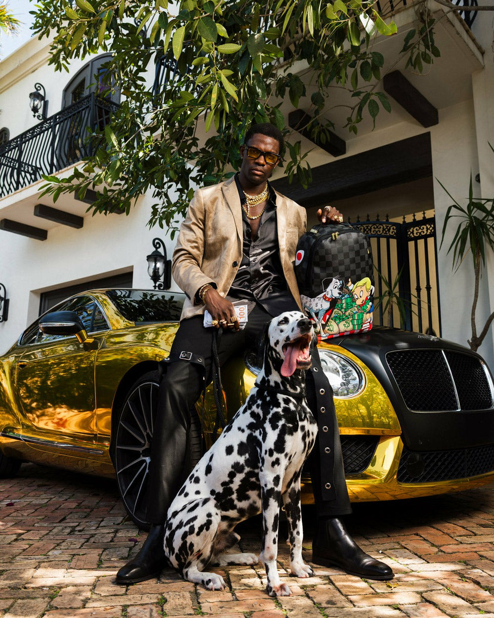 RICHIE RICH PAINT THE SHARK GOLD BACKPACK | Sprayground Outlets