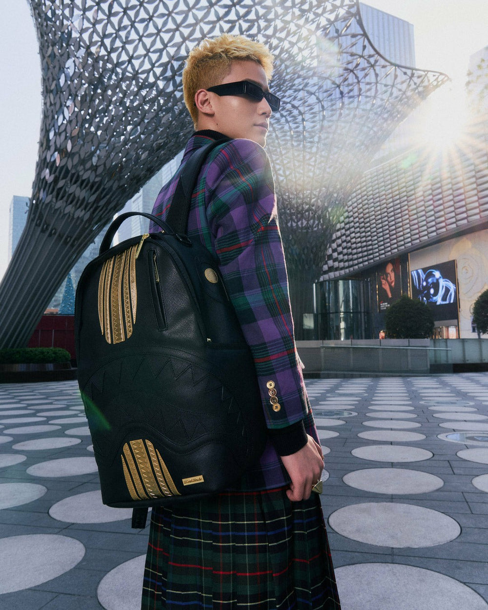 GOLD AND BLACK RACING STRIPES BACKPACK | Sprayground Bargain