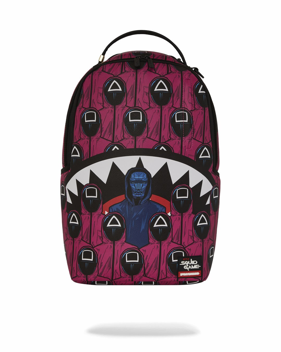 SQUID GAME COLLAB FRONT MAN & PINK GUARD SHARKS BACKPACK | Sprayground On Sale