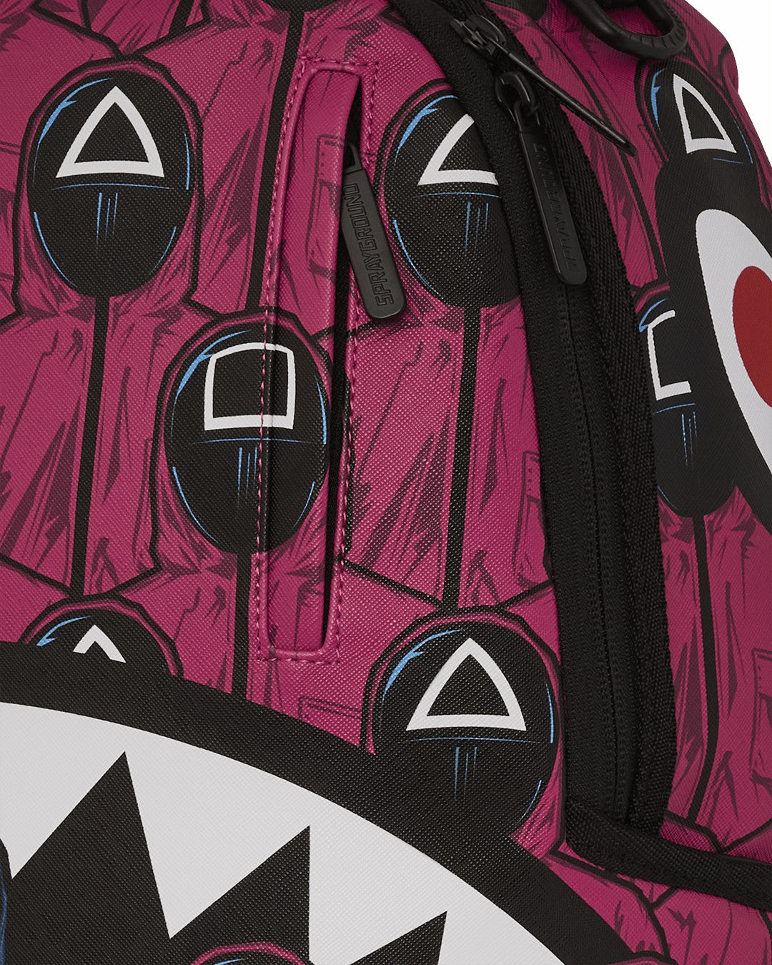 SQUID GAME COLLAB FRONT MAN & PINK GUARD SHARKS BACKPACK | Sprayground On Sale