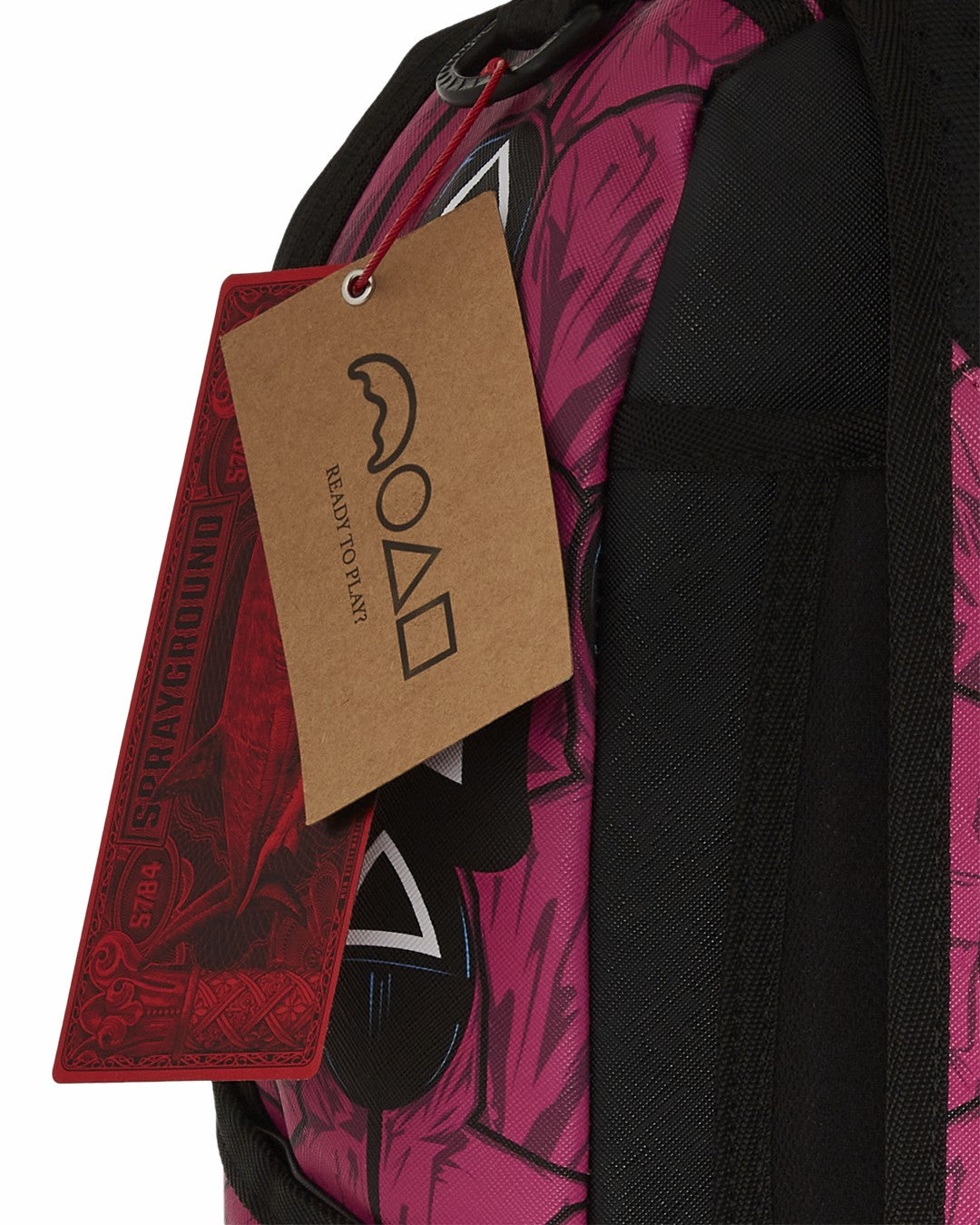 SQUID GAME COLLAB FRONT MAN & PINK GUARD SHARKS BACKPACK | Sprayground On Sale