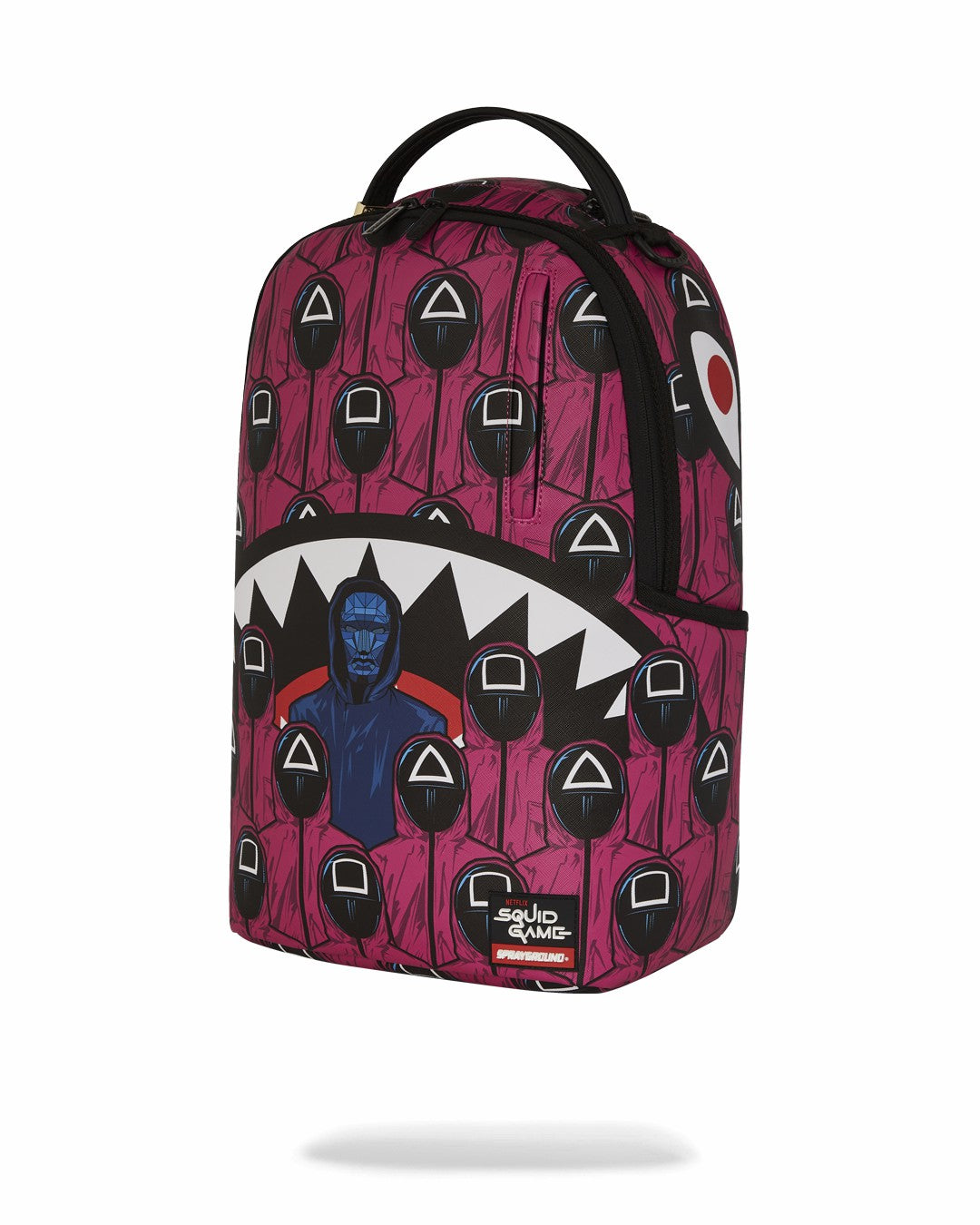SQUID GAME COLLAB FRONT MAN & PINK GUARD SHARKS BACKPACK | Sprayground On Sale