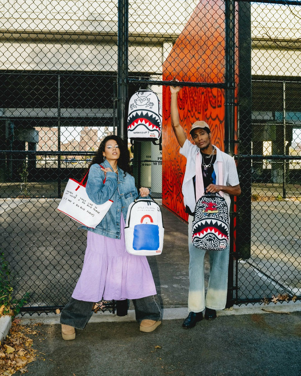 KEITH HARING BIG BLUE PURSE ART BACKPACK | Sprayground Sale