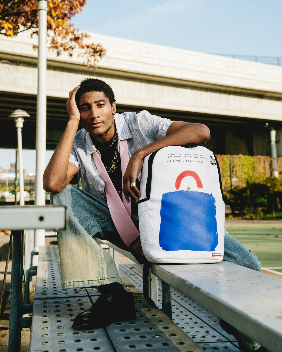KEITH HARING BIG BLUE PURSE ART BACKPACK | Sprayground Sale